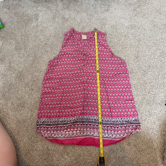 Faded Glory Tank Top Pink V-neck Patterned Light Weight Large - Picture 8 of 9
